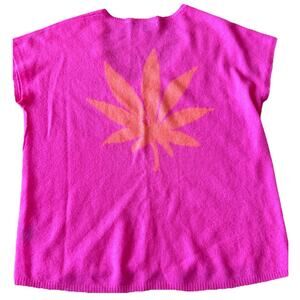 Skull Cashmere Women's Top Pink 420 Weed Print Sleeveless Boho Festival Soft Y2K